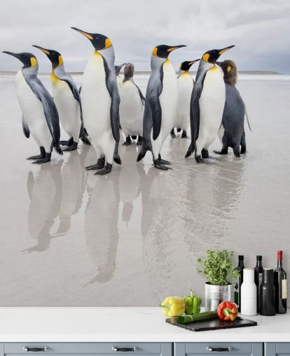Pinguin-Gruppe auf Eis-Tapete