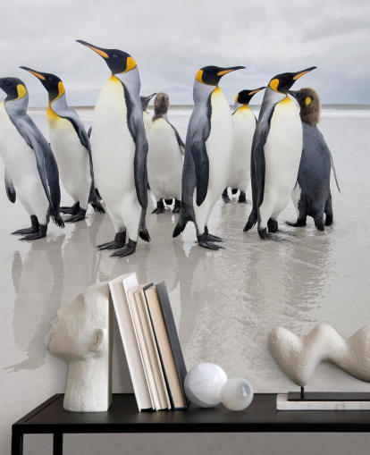 Penguin Gruppe på Ice Bakgrunn