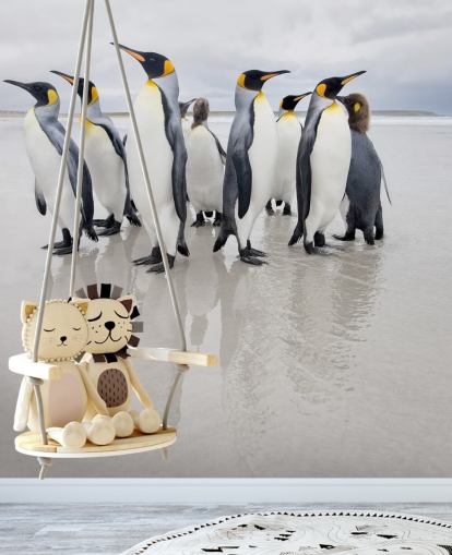 Pinguin-Gruppe auf Eis-Tapete