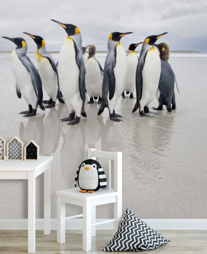 Penguin Gruppe på Ice Bakgrunn