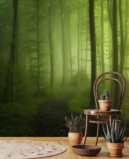 Papel de parede Misty Green Forest