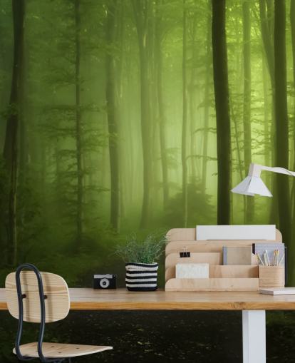 Misty Green Forest Wallpaper Mural
