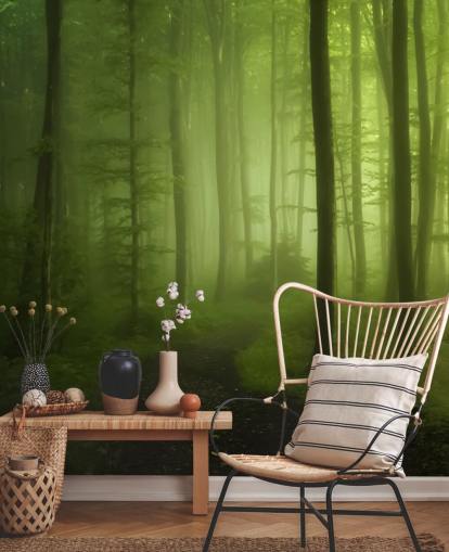 Misty Green Forest Wallpaper Mural Misty Green Forest Wallpaper Mural
