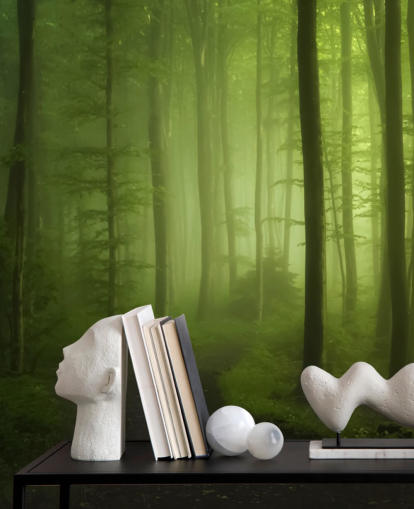 Misty Green Forest Wallpaper Mural