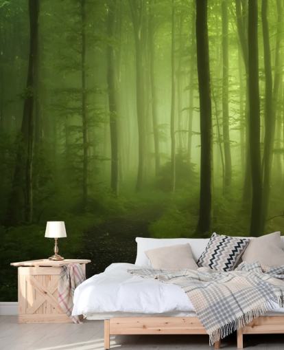 Papel pintado Bosque verde brumoso Papel pintado Bosque verde brumoso