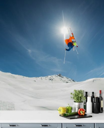Ski Stunt behang muurschildering