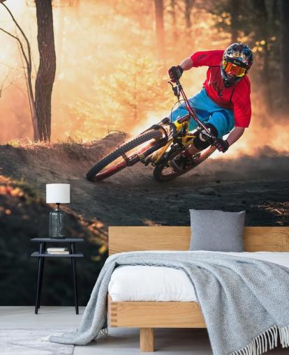 Terrengbiker på Forest spor Bakgrunn