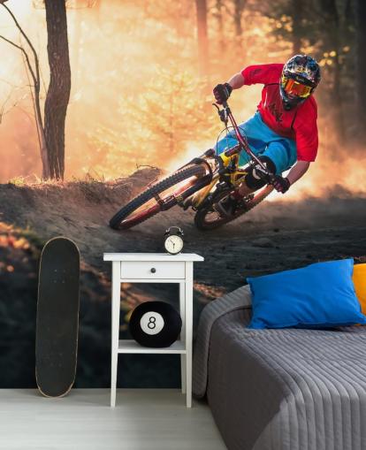 Mountain Biker no papel de parede Forest Track Mountain Biker no papel de parede Forest Track