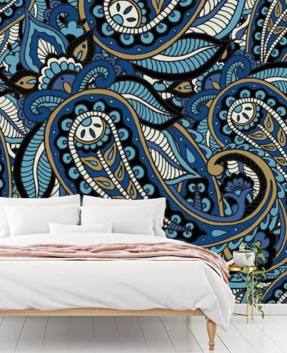 papier peint paisley bleu papier peint paisley bleu