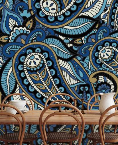 grande carta da parati blu paisley grande carta da parati blu paisley