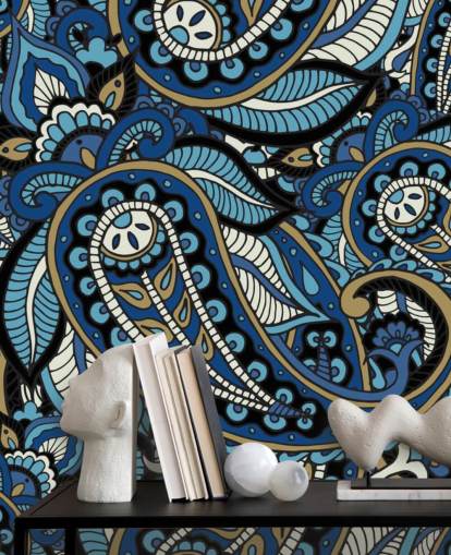 große blaue Paisley-Tapete große blaue Paisley-Tapete