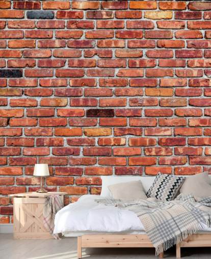 Papier peint rustique en brique rouge