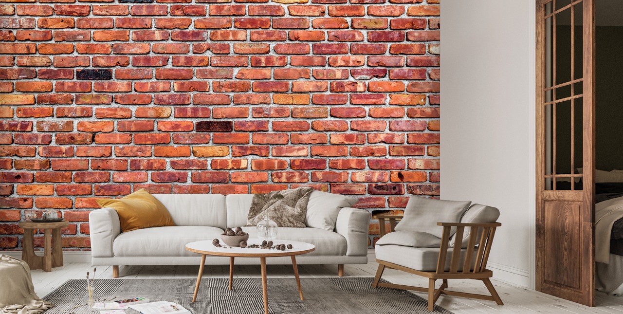 Quirky Red Brick Baggrund | Wallsauce DK