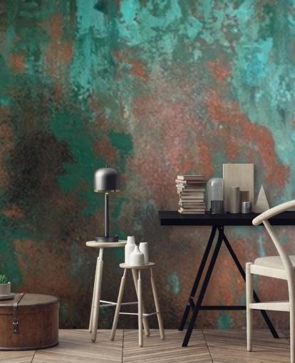 green and orange rust effect wallpaper mural called Emerald Rust for living rooms and bedrooms green and orange rust effect wallpaper mural called Emerald Rust for living rooms and bedrooms