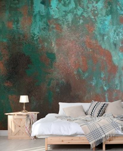 papier peint mural à effet rouille vert et orange appelé Emerald Rust pour les salons et les chambres papier peint mural à effet rouille vert et orange appelé Emerald Rust pour les salons et les chambres