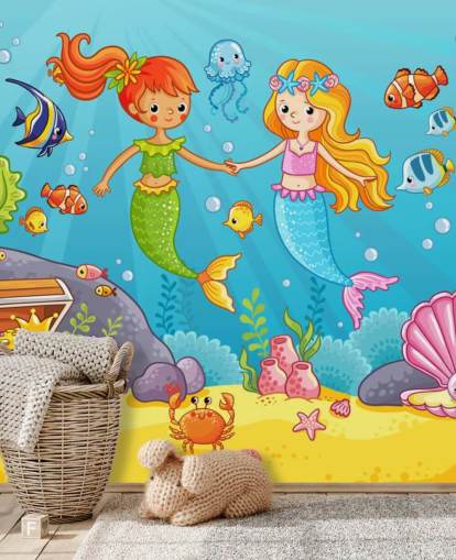 meilleurs amis de sirène sous la mer