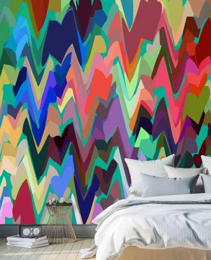 Regenbogen-Zickzack-Wandbild