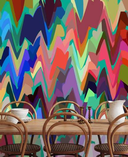 mural zigzag arcoíris