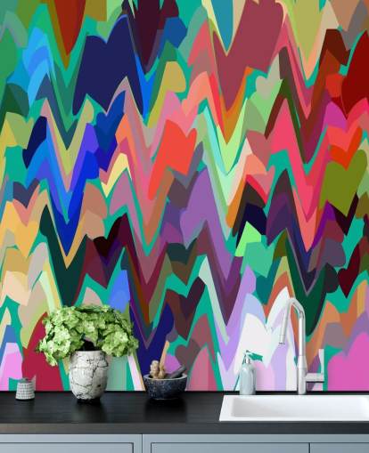 mural zigzag arcoíris