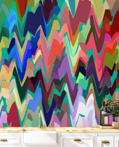 Rainbow Zigzag muurschildering