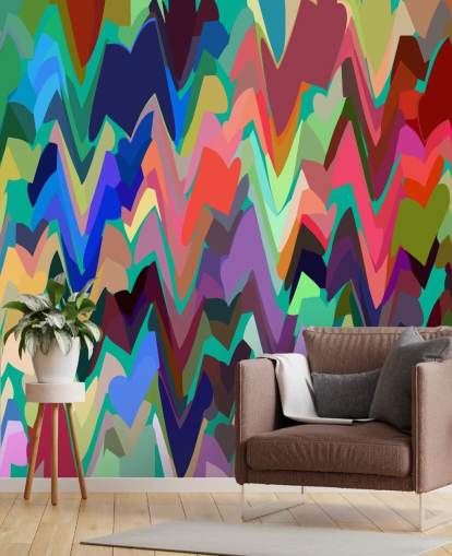 Rainbow Zigzag veggmaleri