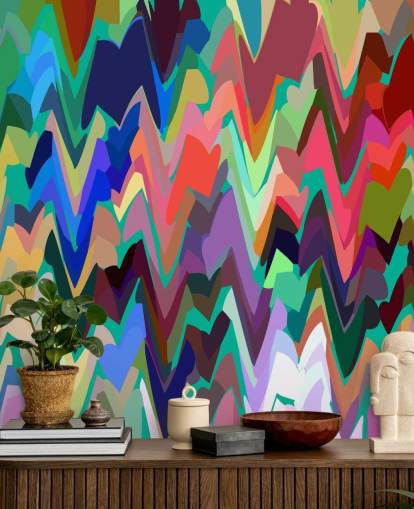 Rainbow Zigzag vægmaleri