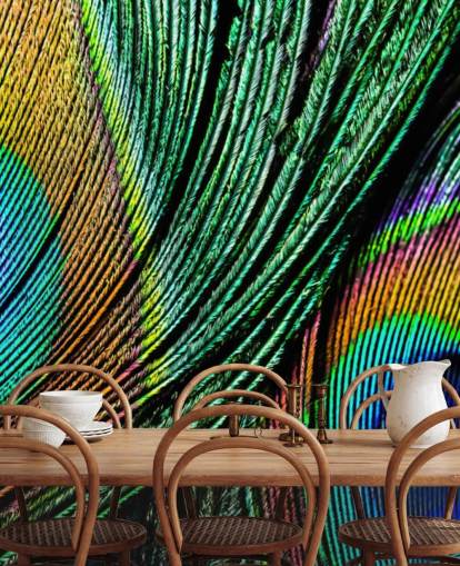 Papel pintado Plumas de pavo real 