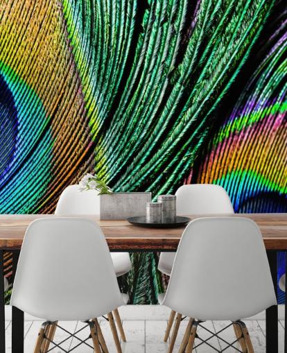 Peacock Feather Close Up Wallpaper Mural 