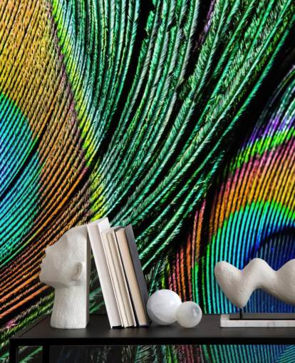 Peacock Feather Close Up Wallpaper Mural 
