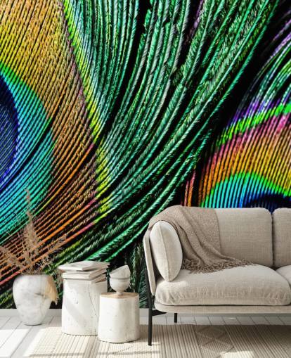 Papel pintado Plumas de pavo real 