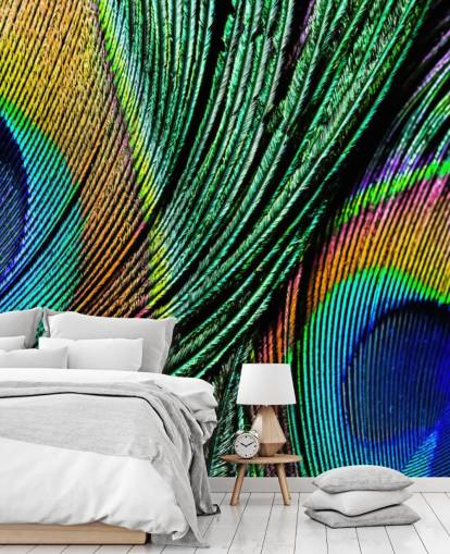 Papel pintado Plumas de pavo real 