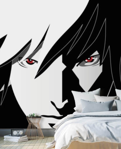 monochrome anime man face wallpaper