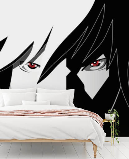 papel de parede monocromático anime man face