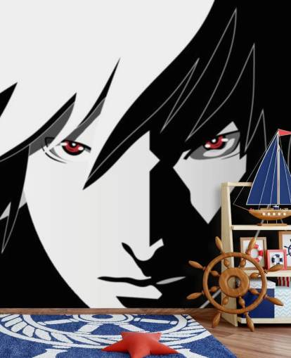 monochrome anime man face wallpaper