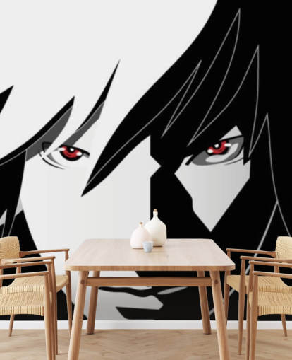 carta da parati monocromatica faccia uomo anime