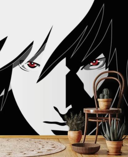 papel pintado monocromo de cara de hombre anime