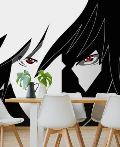 papel pintado monocromo de cara de hombre anime
