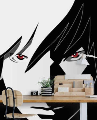 monochrome anime man face wallpaper