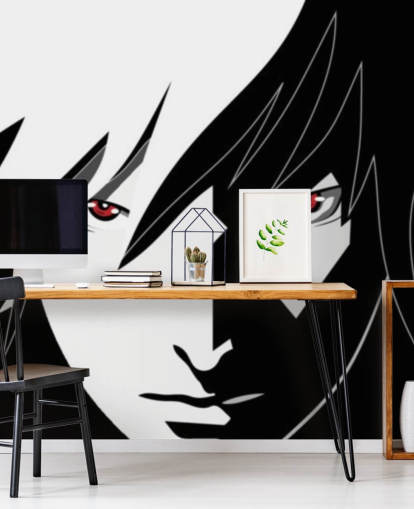 papel pintado monocromo de cara de hombre anime papel pintado monocromo de cara de hombre anime