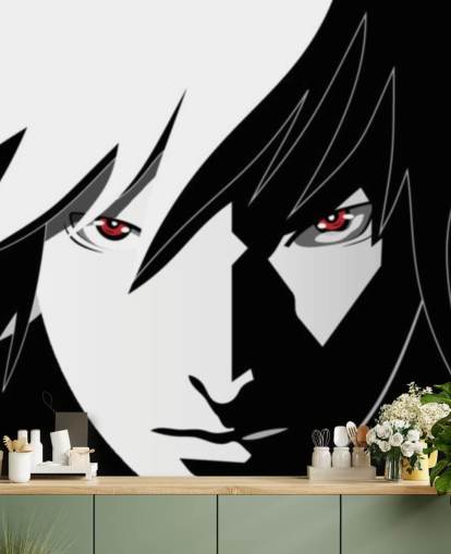 monochrome anime man face wallpaper