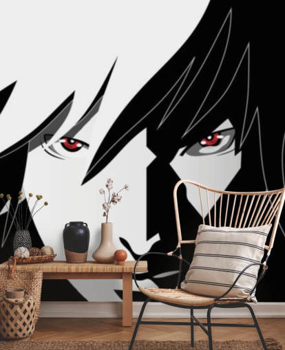papel pintado monocromo de cara de hombre anime