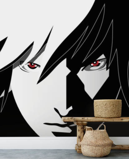 papel pintado monocromo de cara de hombre anime
