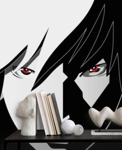 monokrom anime mand ansigt tapet