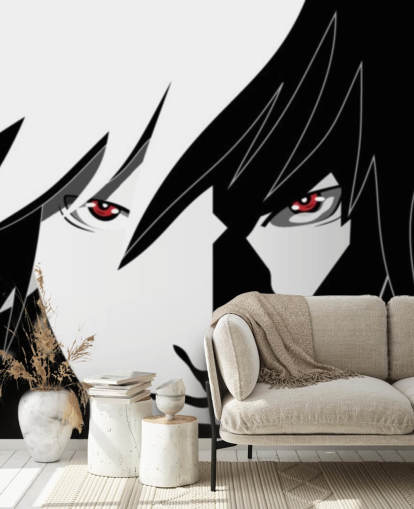 yksivärinen anime mies kasvot tapetti