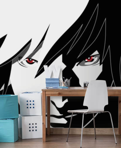 monochrome anime man face wallpaper