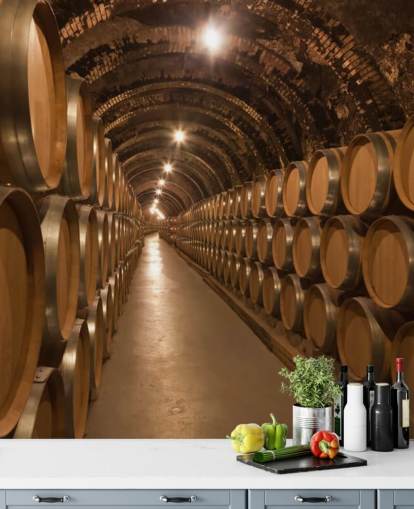 brunt brugerdefineret 3d vinkælder tapetmaleri kaldet Barrels de Vino en la Bodega til vinkældre brunt brugerdefineret 3d vinkælder tapetmaleri kaldet Barrels de Vino en la Bodega til vinkældre