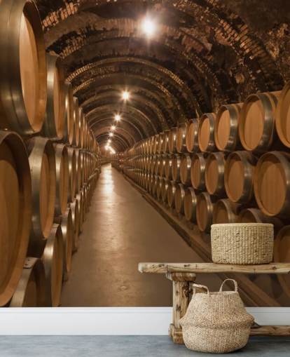 mural de papel pintado marrón personalizado para bodegas en 3D llamado Barrels de Vino en la Bodega para bodegas mural de papel pintado marrón personalizado para bodegas en 3D llamado Barrels de Vino en la Bodega para bodegas