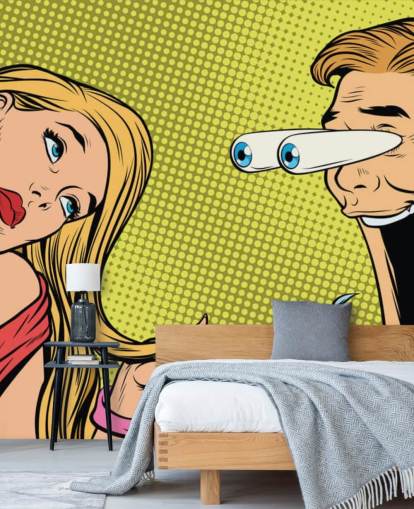 hombre babeando a mujer oop art fondo de pantalla