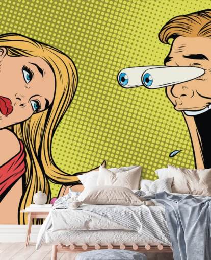 homem babando na mulher oop art wallpaper