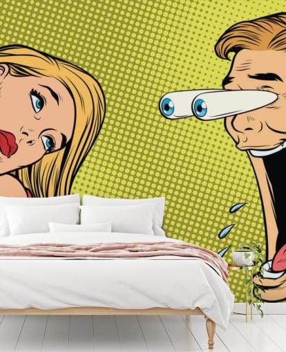 homme, baver, femme, pop art, fond d'écran